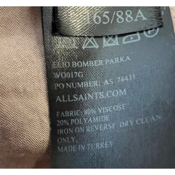 AllSaints Elio Bomber Parka Long Utility Cargo Duster Coat Size 6 - Picture 8 of 15